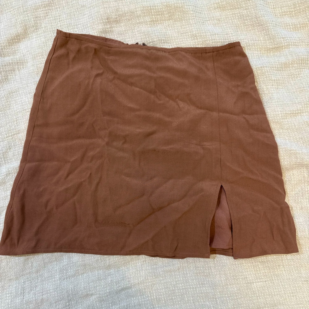 Aritzia Sunday Best Tan-Mauve Slip Skirt